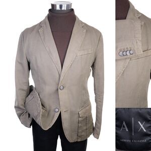 Armani Exchange Sport Coat Blazer Mens L (42S) Army Green 2 Button COTTON/LINEN